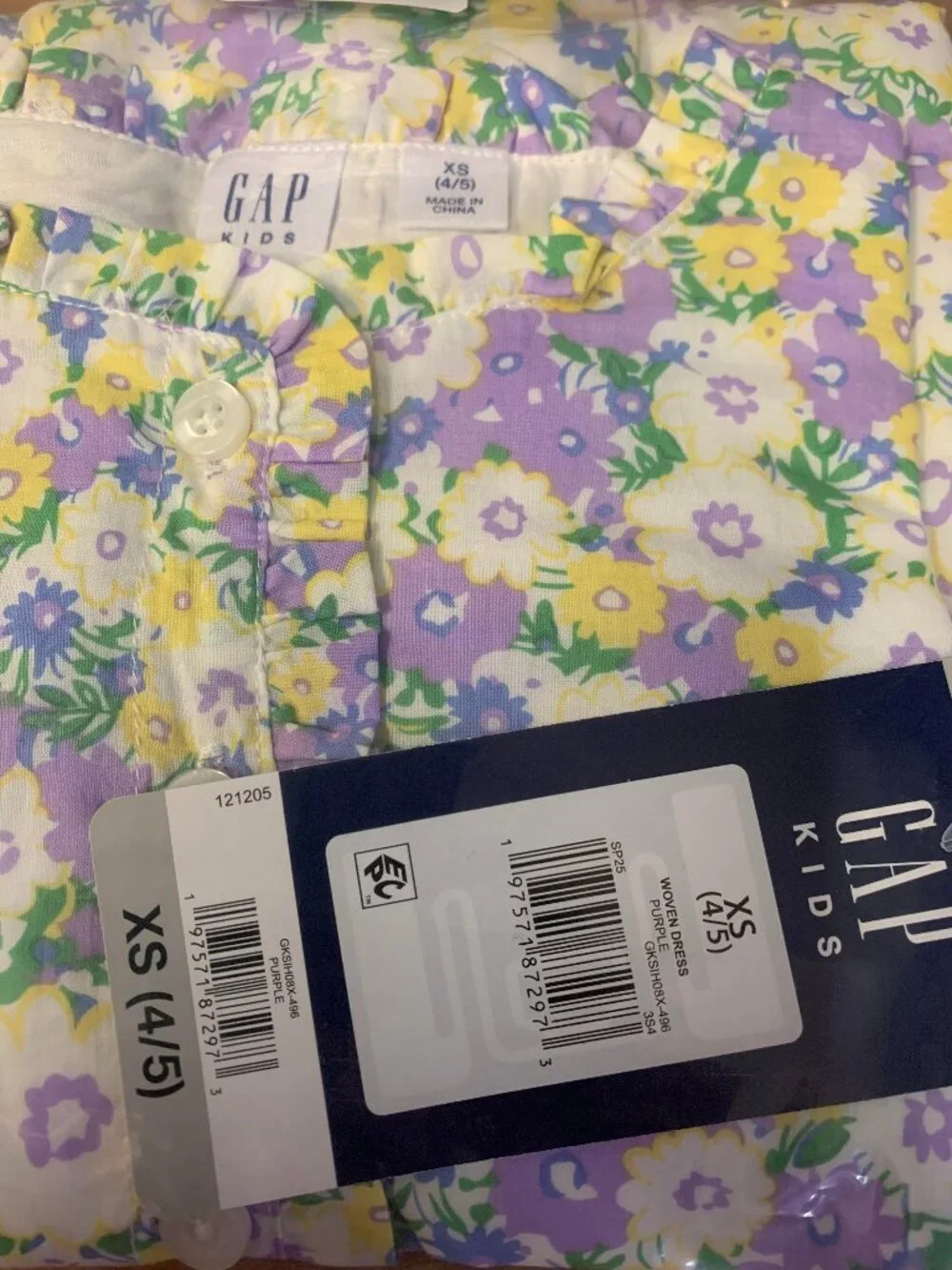Gap Kids Girls Floral Flutter Sleeve Woven Dress Purple Yellow Sizes XS L XL